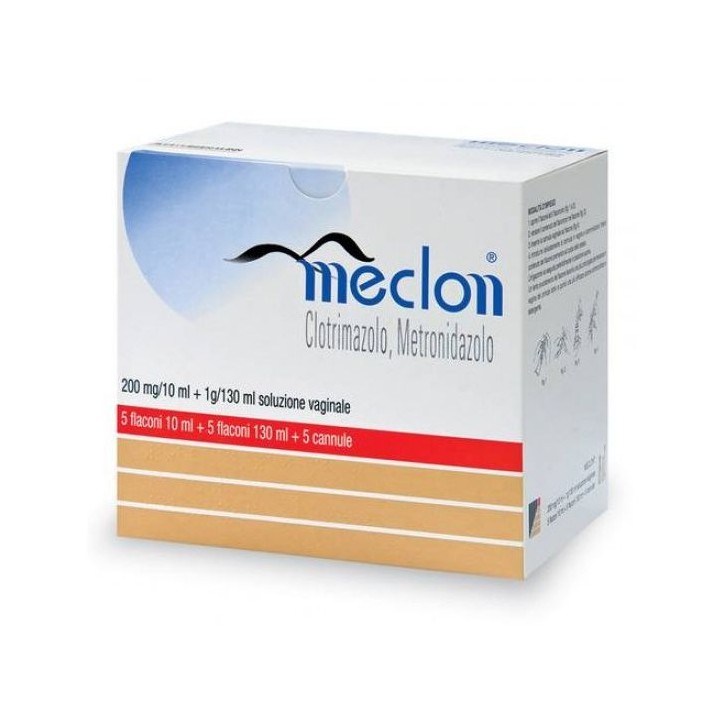 Meclon Soluzione Vaginale 200 mg/10 ml + 1 g/130 ml 5 Flaconi
