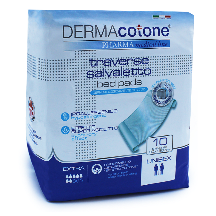 Dermacotone Traversina Salvaletto con Ali per Incontinenza 80x180 cm 10 pezzi