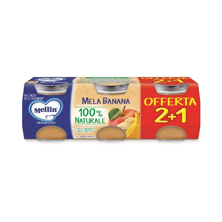 Mellin Omogeneizzato Mela Banana 3 pezzi da 100 g