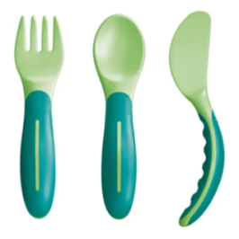 MAM Baby's Cutlery 6+ Neutro - Set di Posate per Bambini