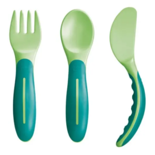 MAM Baby's Cutlery 6+ Neutro - Set di Posate per Bambini