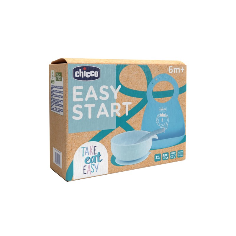 Chicco Set Pappa Silicone 6M+ Azzurro | FarmaLùmina