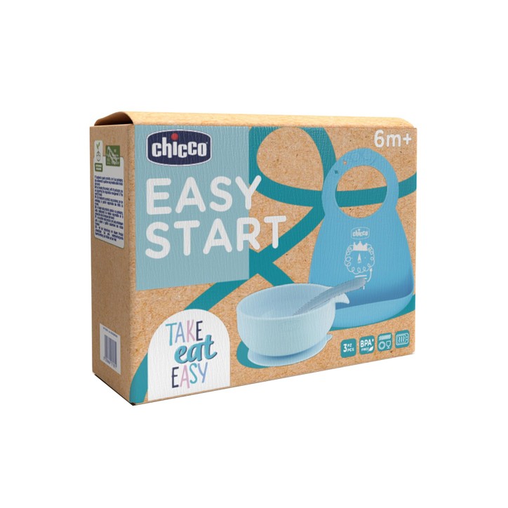 Chicco Set Pappa Silicone 6M+ Azzurro