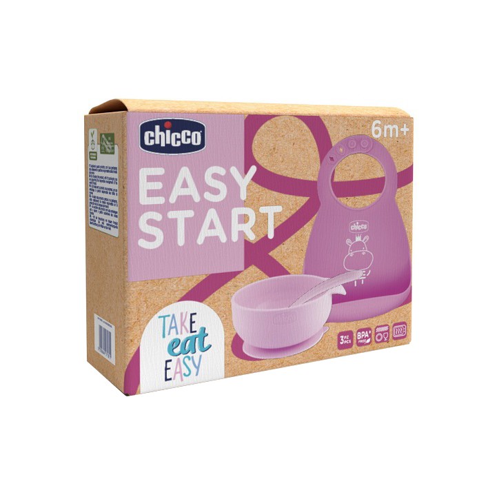Chicco Set Pappa Silicone 6M+ Rosa