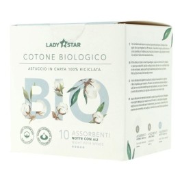 Ladystar Assorbenti Esterni 100% Cotone Bio Notte 10 pz | FarmaLùmina