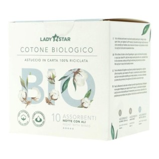 Ladystar Assorbenti Esterni 100% Cotone Bio Notte 10 pz | FarmaLùmina
