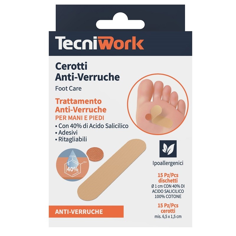 Tecniwork Cerotto Anti Verruche Piedi 15 + 15 pz | FarmaLùmina