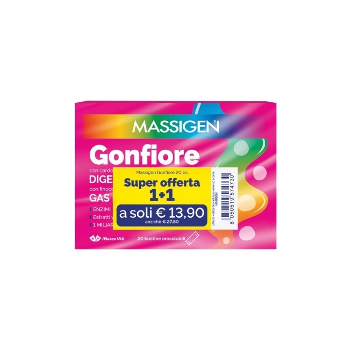 Massigen Gonfiore 20 Bustine Orosolubili 1+1
