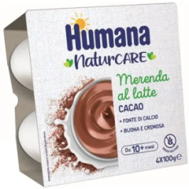 Humana Merenda Cacao 4x100g - Merenda al Latte per Bambini