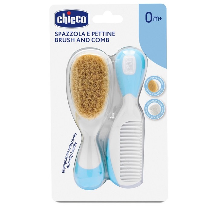 Chicco Spazzola + Pettine Azzurro 2 pezzi