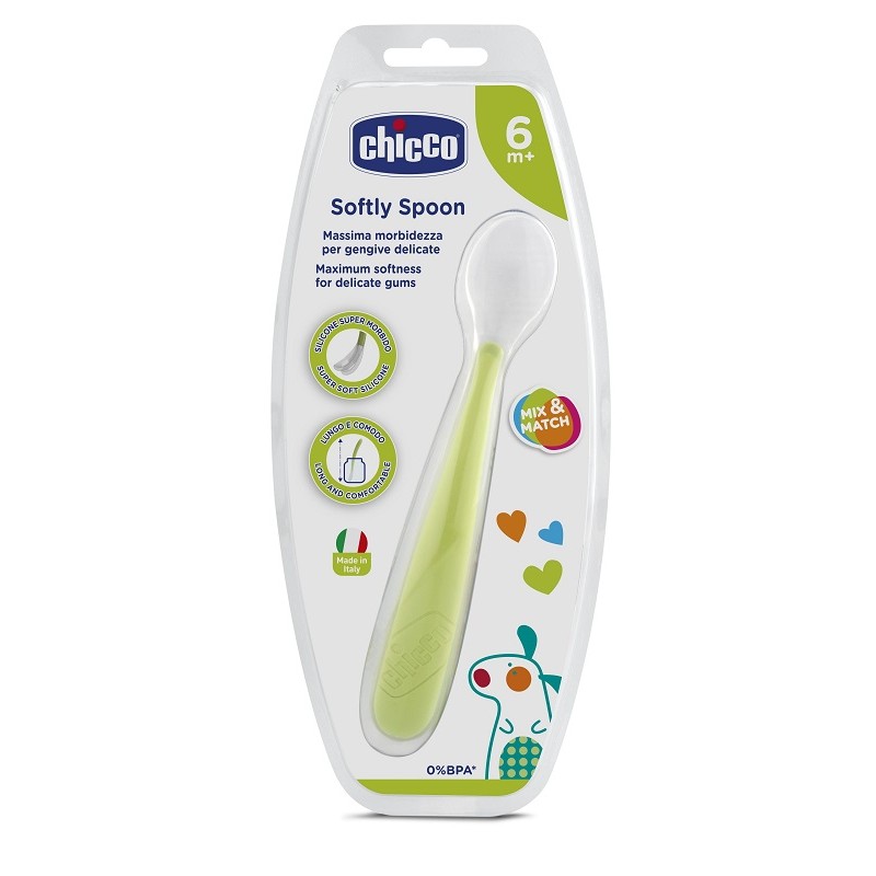 Chicco Cucchiaio Morbido Silicone 6M+ Verde Up | FarmaLùmina