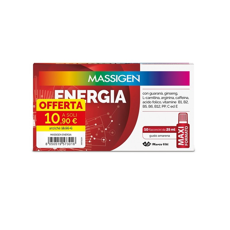 Massigen Energia 10 flaconi da 25 ml | FarmaLùmina