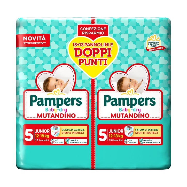 Pampers Baby Dry Pannolino Mutandina Junior Duo 26 pezzi