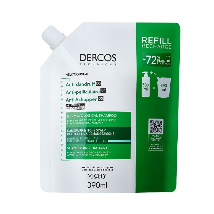 Vichy Dercos Technique Shampoo Antiforfora DS Grassi Refill 390 ml