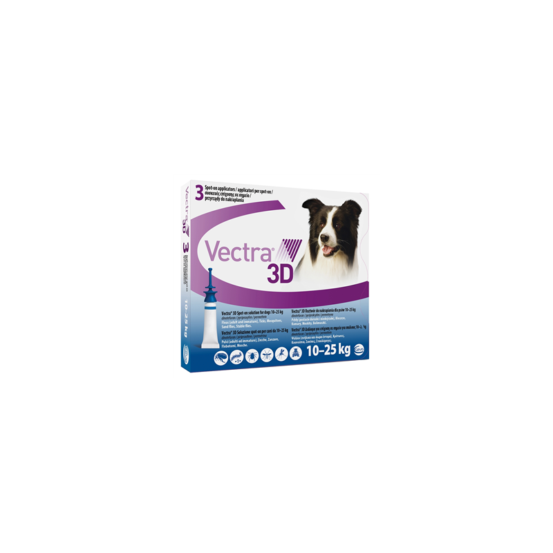 Ceva Vectra 3D 3Pip 10-25 kg Blu | FarmaLùmina